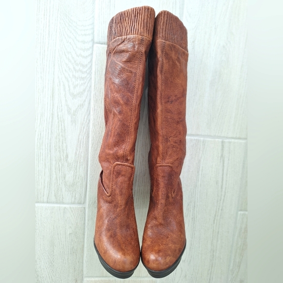 Frye Mimi Scrunch women's tall leather cognac brown knee boots size 6 Frye Boots - Picture 12 of 16